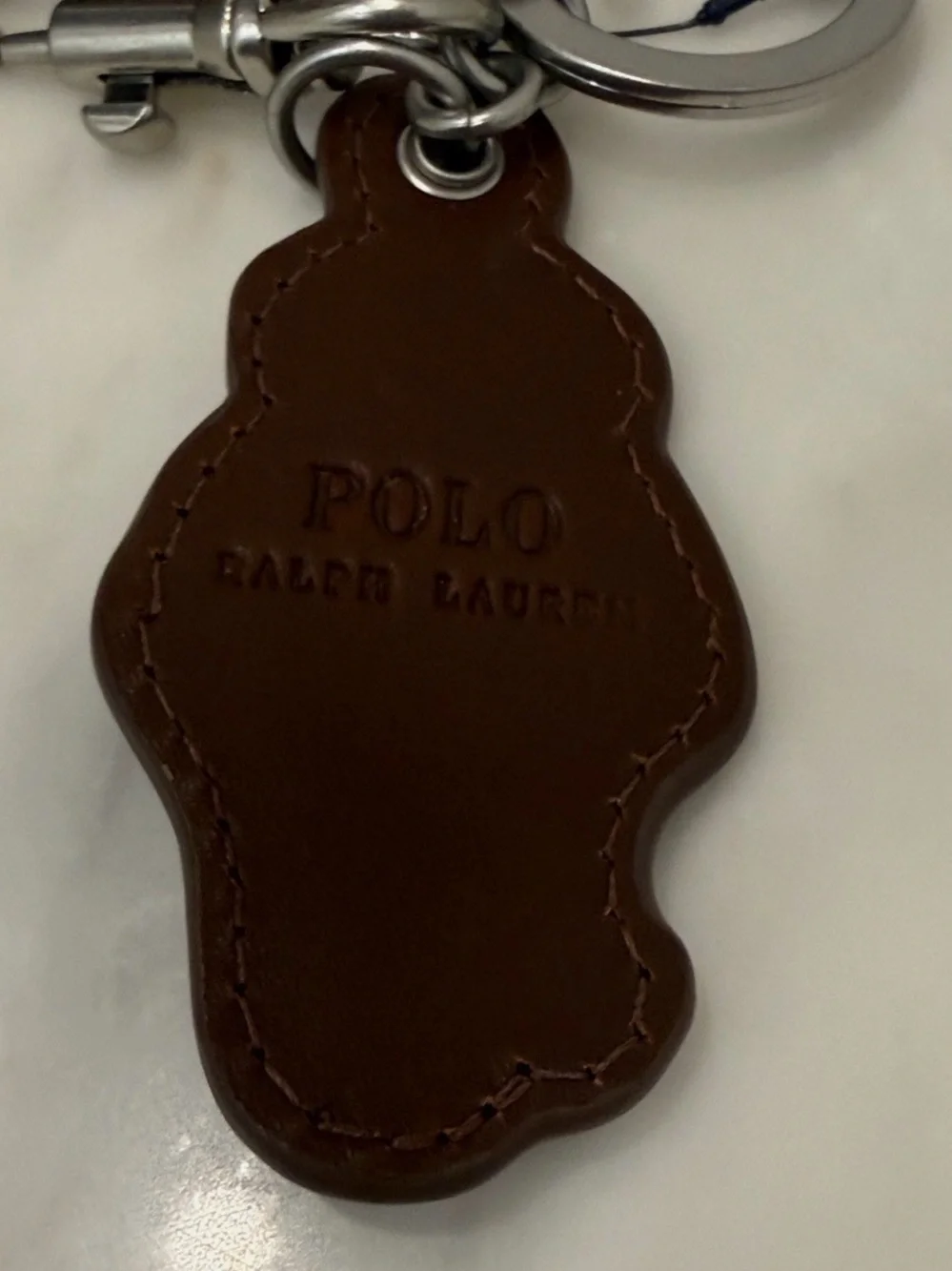 NEW Polo Ralph Lauren COASTAL BEAR - LEATHER Key Ring Keychain - BROWN